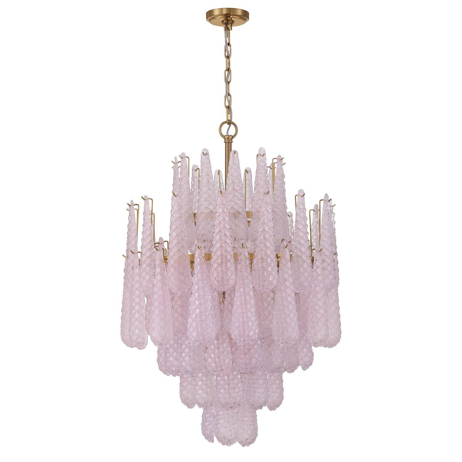 Shown in Aged Brass finish and Sand Blush glass